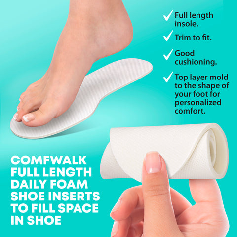 Shoe Filler Insert – Full Length Latex Foam Insoles (3 Pairs)